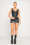 Black Faux Leather Bustier Hook Corset Crop Top