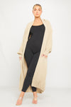 Stone Knitted Balloon Sleeve Long Cardigan