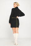 Black Chunky Knit Roll Neck Jumper Dress