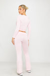 Pink Fold Over Flared Leggings & Long Sleeve Top Co-Ord