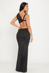 Black Twist Strap Crop Top & Cut Out Maxi Skirt Co-Ord