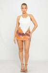 Multi Sheer Ruffle Detail Halter Top & Mini Skirt Co-Ord