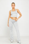 Light Grey Halterneck Top & Fold Over Flared Leggings