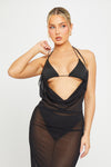 Black Sheer Mesh Halterneck Overlay Bikini Co-Ord