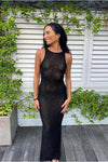 Black Sheer Sequin Detail Sleeveless Maxi Dress