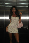 White Sheer Lace Bustier Cami Mini Dress