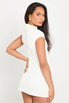 White High Neck Cap Sleeve Mini Dress