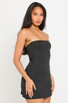 Black Structured Strapless Bandeau Mini Dress