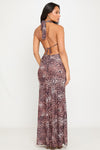 Leopard Print Plunge Halter Top & Maxi Skirt Co-Ord