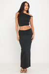 Black Off Shoulder Top & Fold Over Maxi Skirt